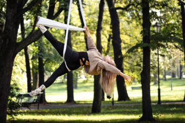aerial yoga dancer in the park